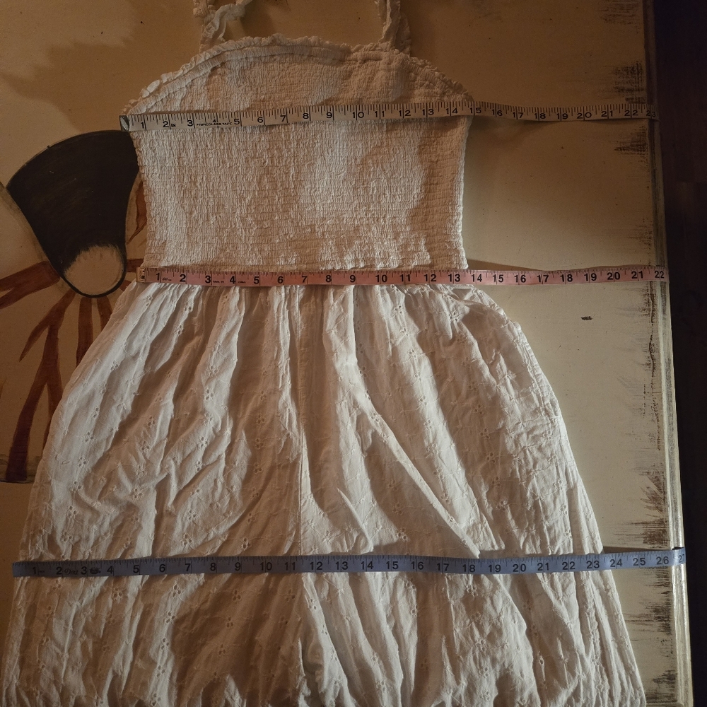 Jessica Simpson White Eyelet Smocked Bodice Jumpsuit Size Extra Large - Picture 10 of 12